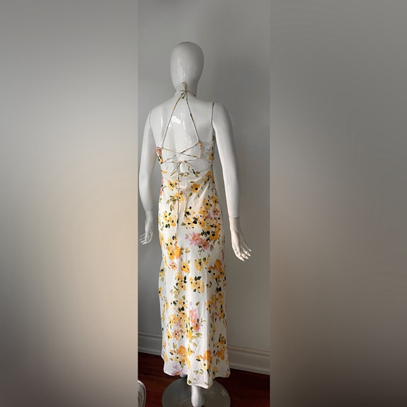 Princess Polly Yellow Floral Maxi Dress Open Back Tie Strap Slip Dress Size 2 - Picture 10 of 10